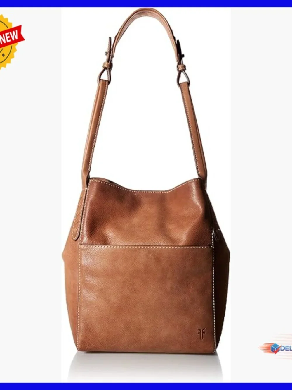 Leather Hobo Bag with Adjustable Strap, 4 Pockets, Magnetic Closure